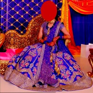 Blue gold designer bridal lehenga